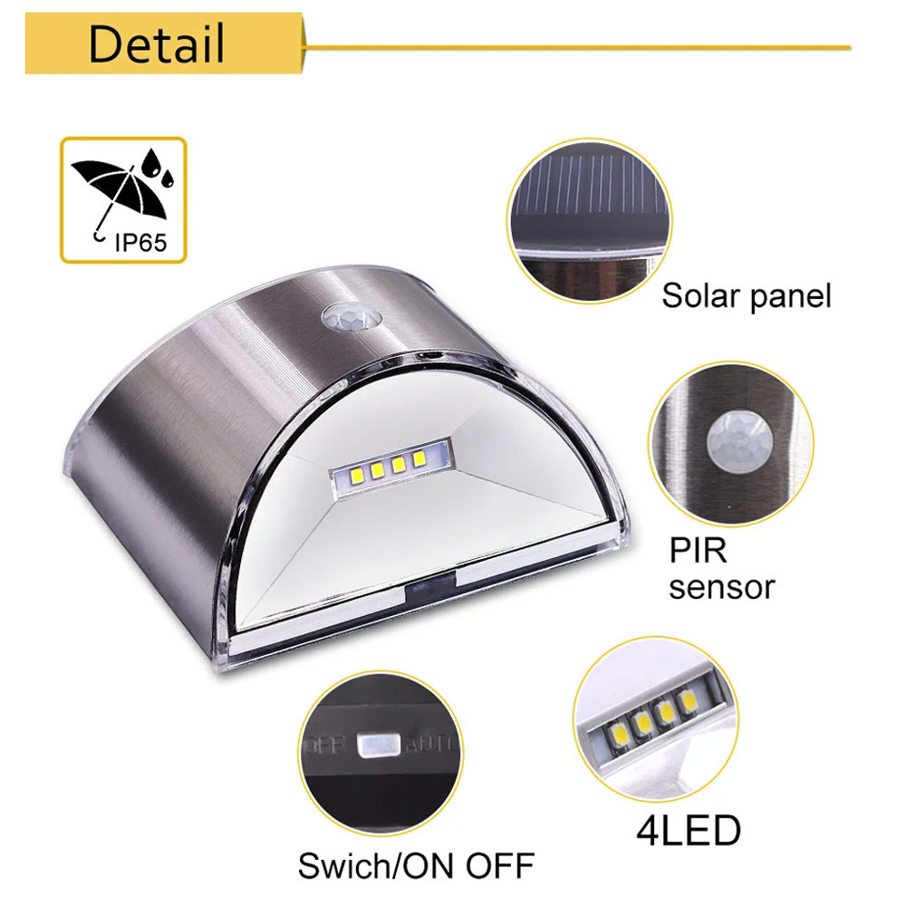 Stainless Steel Solar Light – Compact Motion Sensor, IP65