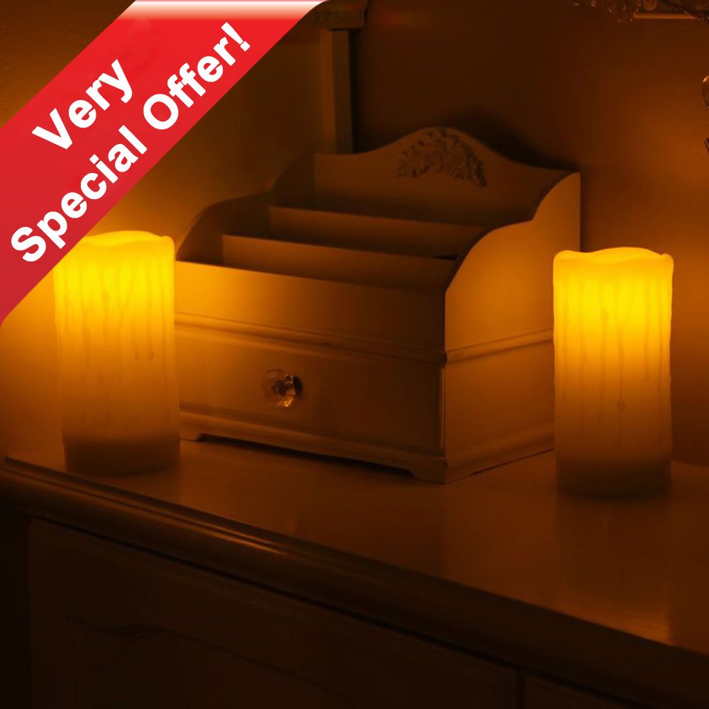 Pure wax Battery candle real flame effect taper top