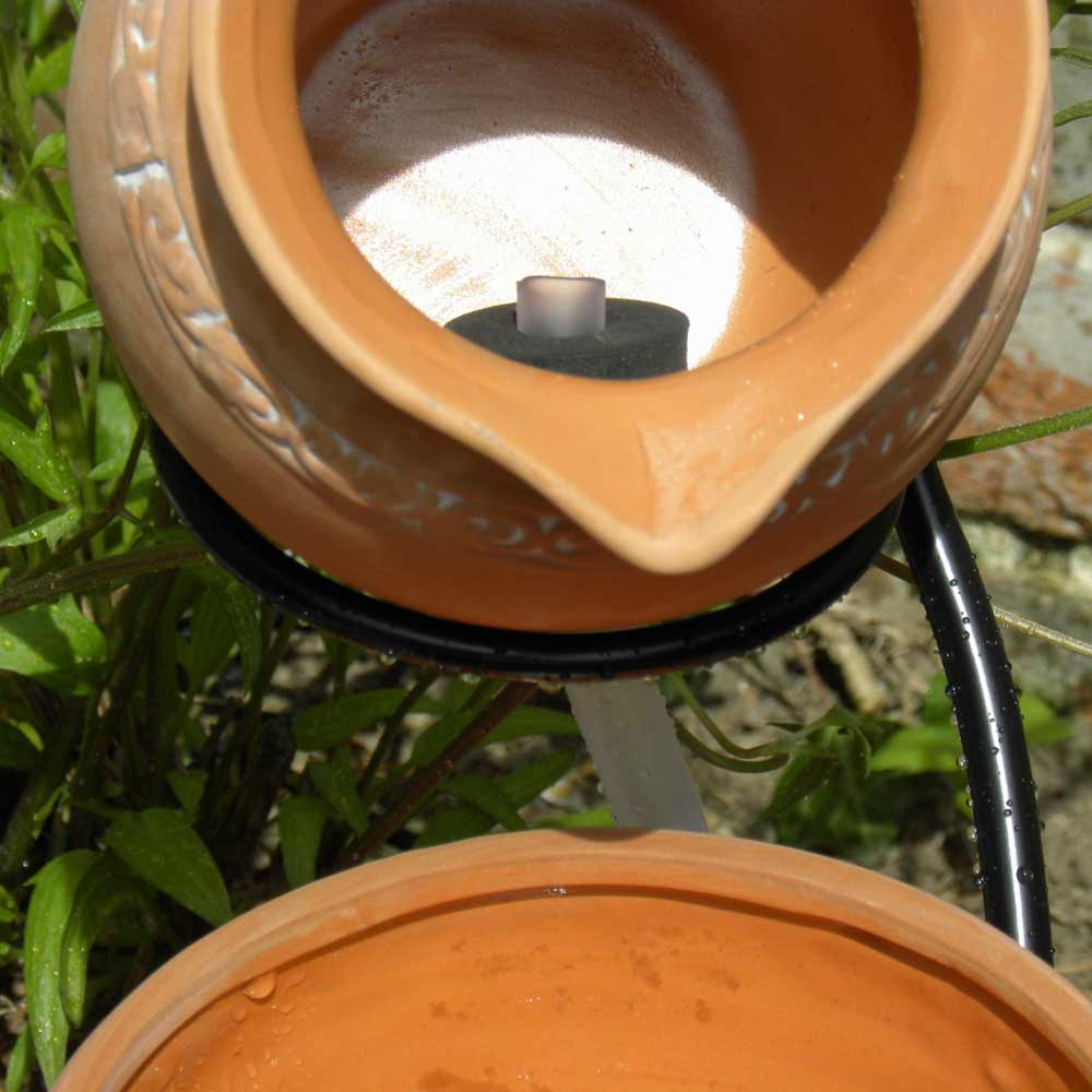 Terracotta Cascade Solar Water Feature showing top jug