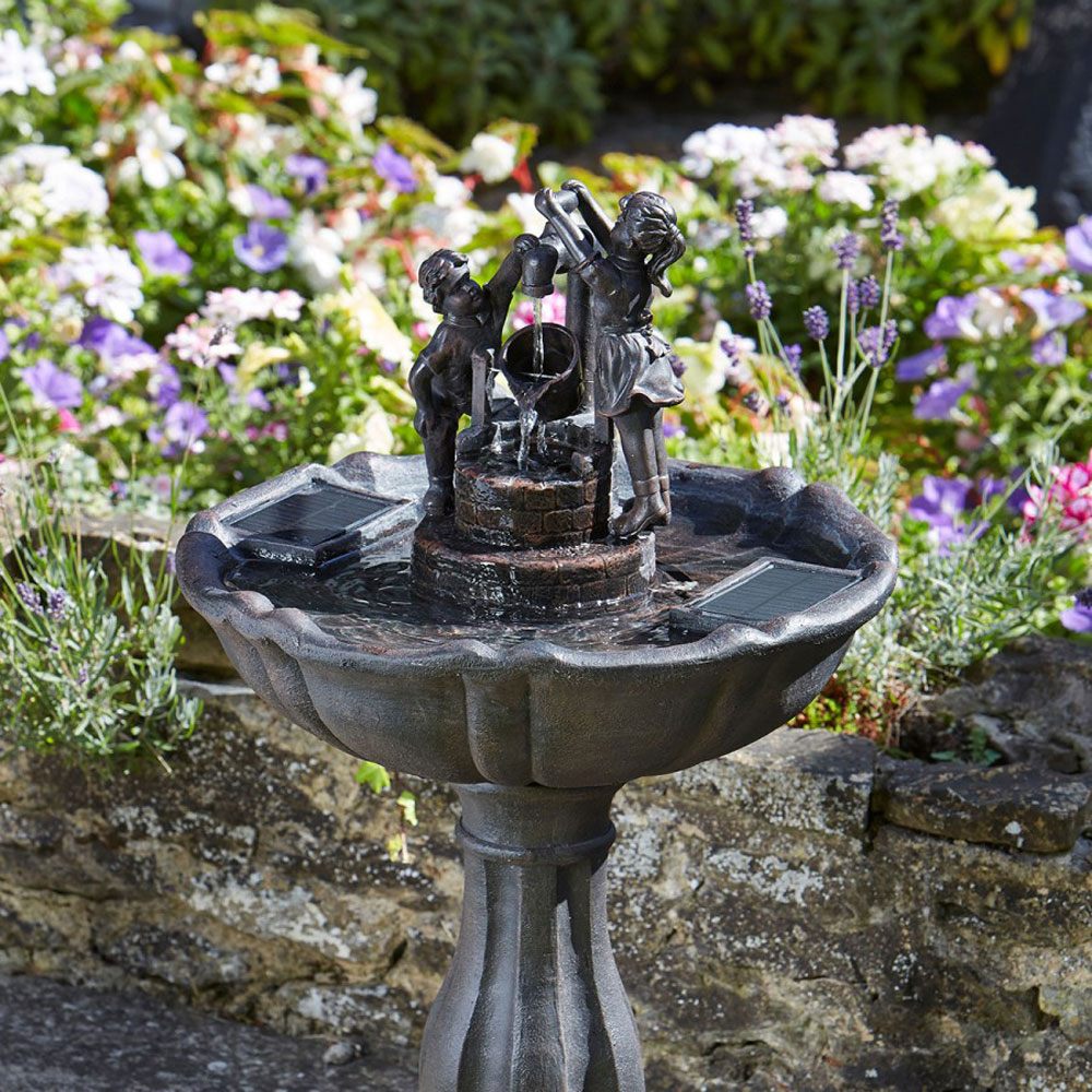 Solar Fountain Water Feature Tipping Pail