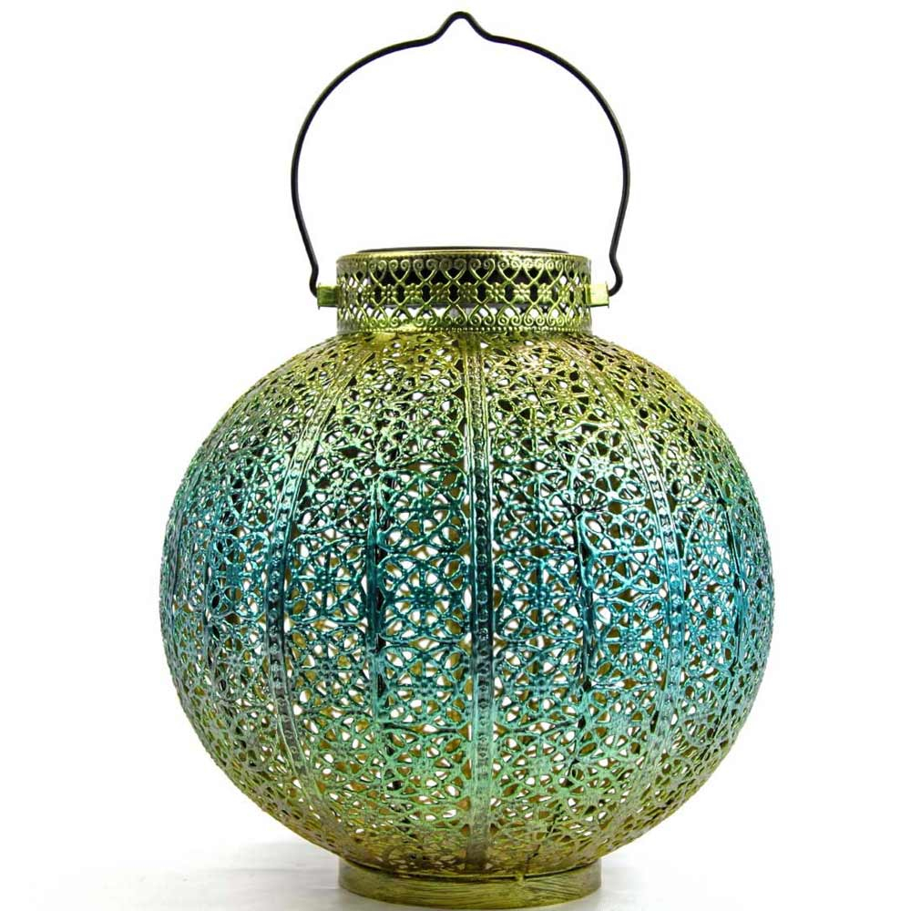 Solar Blue and Gold Moroccan Lantern