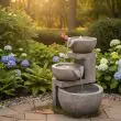Solar Powered Genoa Cascade Water Feature showing flowing water