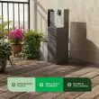 Solar Powered Harmony Pillars Water Feature showing features of the product in a diagram form 