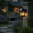 Black Solar Candle Lantern 27cm: ON/OFF switch