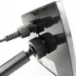 Compact Solar Fountain – 1.5W for Small Gardens Showing the high quality connections and the mounting stake for the solar panel