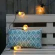 Connectable Battery Festoon Lights Large Traditional Bulbs on fence turned on