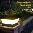 Fence Post Solar Light Caps - 2 Pack showing high quality polysilicon solar panels and large capacity battery 