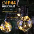 Outdoor Hybrid Solar Festoon Lights – G40 LED Bulbs vs Traditional Incandescent Lamps, Brightness and Energy Efficiency Comparison