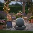 Solar Sphere Water Feature with Battery Back-up & LED Lights