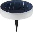 Round and square Halo lights on a lawn (round supplied; square version planned)