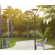 Horizon solar lamp post on a paved plaza at night