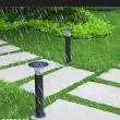 Kew solar bollard light - close-up of the frosted diffuser and button