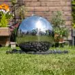 Panel and pumpkit with battery backup for the Large Stainless Steel Sphere Water Feature