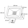 Led Security Light showing dimensions