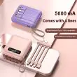 PowerBee Mini Series 5000mAh power bank with lanyard and 4-in-1 data cable