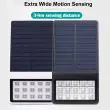 Low-Profile Outdoor Solar Lights with Wide-Angle Motion Sensor showing product dimensions and on off button with screw hole fixings 