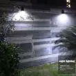Low-Profile Outdoor Solar Lights with Wide-Angle Motion Sensor showing product dimensions and on off button with screw hole fixings 