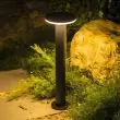 Premium Dual Color Solar Pathway Lamp | Remote Control Pathway Lighting At night highlighting a pathway and a featured rock 