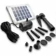 Small Solar Pond Fountain showing fountain head connected to pump