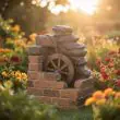 Smart Garden Heywood Mill Solar Resin Fountain close up of mill wheel