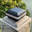 Solar Deck Post Light with detailed product dimensions diagram showing height, width, depth for installation fitment