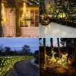 50 LED Solar Firefly String Lights showing three hundred and sixty degree flexible silver wire 