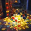Hand-Painted Solar Glass Jar Lantern – Stained Glass, Table or Hanging – Lifestyle 3