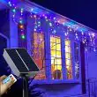5M Solar Icicle Curtain Lights – Outdoor Waterproof Christmas LED Fairy Lights