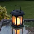 Solar Candle Lantern Black – Flickering Amber LED, 15cm Outdoor – Lifestyle