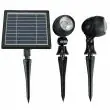 Solar SpotLights Twin Head Custodian  Showing solar panel