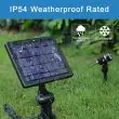 High Lumen 4‑Head Solar Garden Spotlight – Adjustable Outdoor LED In a garden highlighting a lawn area showing the two brightness settings 