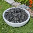 Sunspray Solar Bowl Water Feature in Marble White Showing the solar pump to panel kit