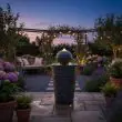 Plinth & Ball Solar Water Feature – LED, Battery Backup – Lifestyle 2