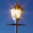 Victoriana 365 Solar Powered Lamp Post close up of lamp head at night