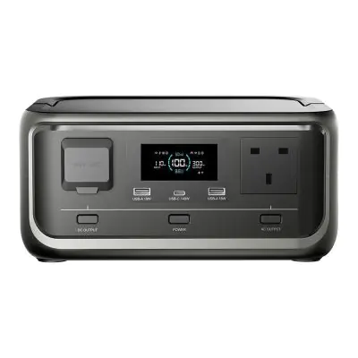 ALLPOWERS VOLIX P300 Portable Power Station 256Wh - front view, 300W UK socket, USB-C and USB-A ports