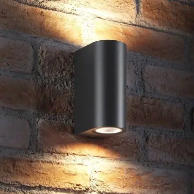 Outdoor Wall Lights | Up & Down Lights in Black warm white led light