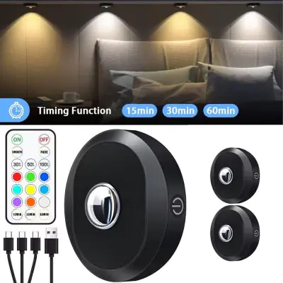 Powerbee Rechargeable Battery‑Operated Lights With Remote – LED Puck Lights, Magnetic Mount, CCT, USB‑C Charging