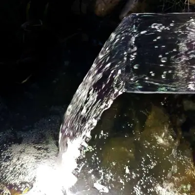 Solar Cascade Pump Max Head 3.0 m Showing a waterfall Cascade feature with lighting
