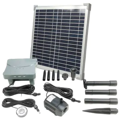 Solar Pond Pump Sunspray SE 800 Battery Backup Showing the full kit