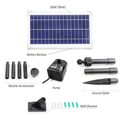 Uni-Pump Mini Solar Replacement Pump – Battery Backup Showing the full kit