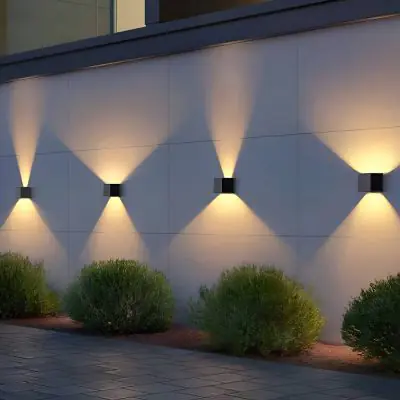Westminster Solar Wall Lights – Up & Down Lighting Mounted on wall with different light dispersal settings