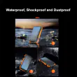 Waterproof Solar Charger 20000 mAh with Wireless Charging showing waterproof shockproof and dust proof properties 