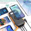 Waterproof Solar Charger 20000 mAh with Wireless Charging showing waterproof shockproof and dust proof properties 