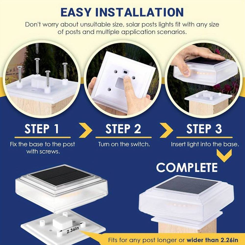 Fence Post Solar Light Caps 2 Pack