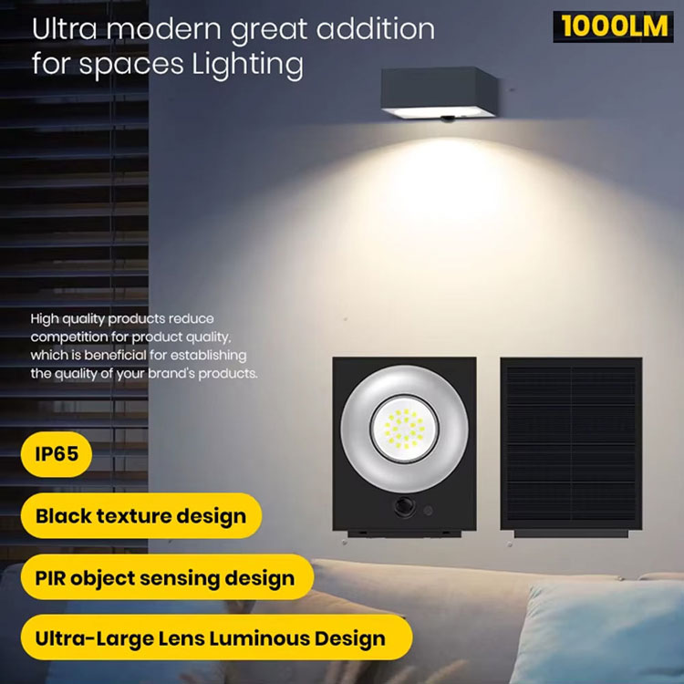 Dragoon Rectangular Solar Wall Light – 1000 Lumen | PowerBee