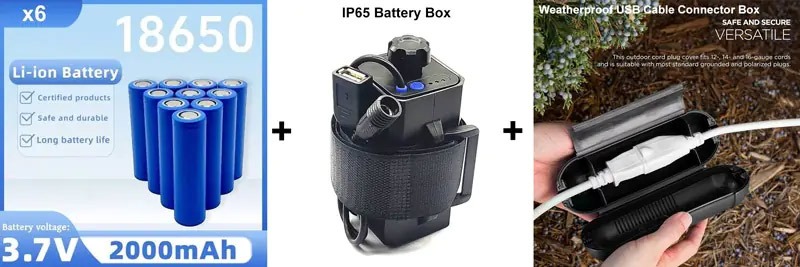 Boîtier étanche Pour Batterie 4x 18650 – 8.4V – Support Pour Vélo / Projet DIY