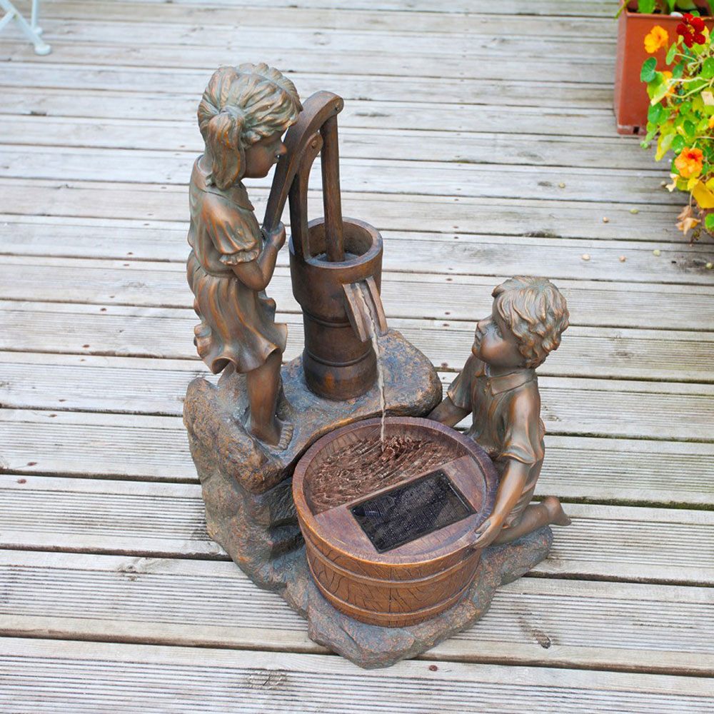 Boy and Girl Solar Water Feature