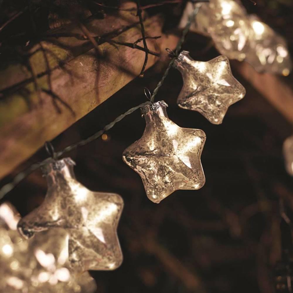 Battery Operated Christmas Lights Stellar Stars in Silver