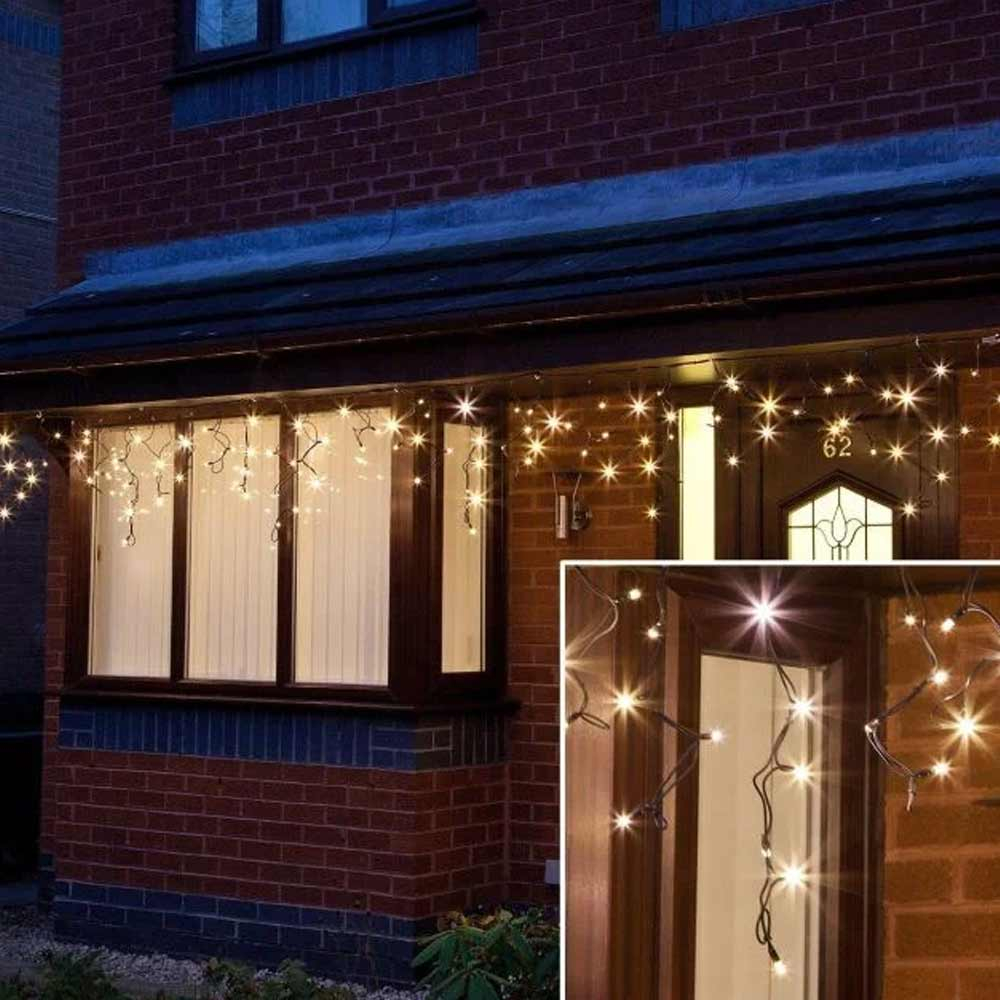 ConnectPro Icicle Lights Black Cable on house fascia