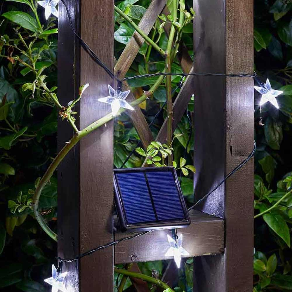 Solar Powered Super Bright Stars in garden pergola